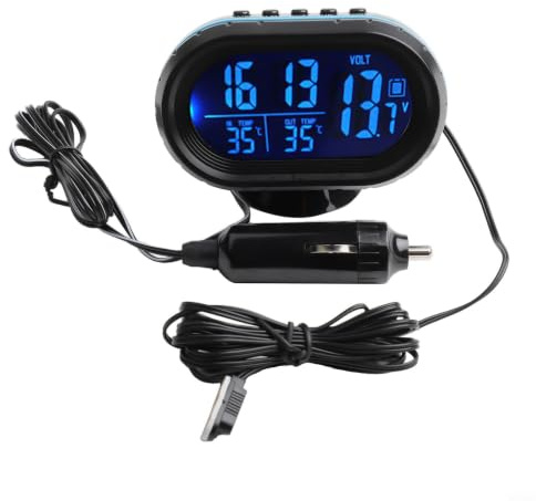 12V Car Clock Thermometer Voltmeter Hygrometer LED Display(blue)