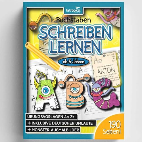 Buchstaben schreiben lernen ab 5 Jahren: Mein großes Monster-ABC! Das schrecklich schöne Vorschule-Übungsheft zum erlernen der Grundschrift & ... für die Vorschule und Grundschule, Band 2)