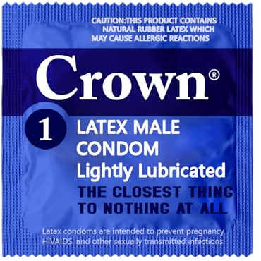 Crown Condoms — 50 Count — Lubricated Latex Condoms — Silkier, Thinner and Stronger (Pack of 50)