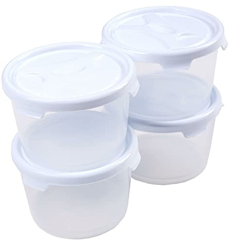 Cuisine Set 4 300ml Round Food Box White Lid - 12379