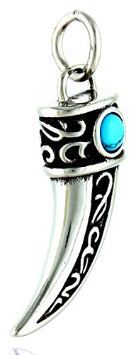 DonDon Zahn Anhänger Edelstahl mit blauem Stein