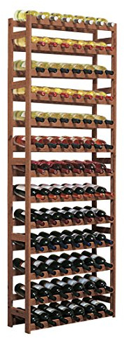 Casier à bouteilles/Étagère à vin SIMPLEX, modéle 5 en bois de pin teinté, pour 91 bouteilles - H 198 x L 72 x P 25 cm