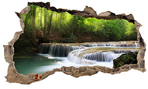 3D Wandtattoo Mauerloch Wandsticker Wandaufkleber Durchbruch Städte Landschaft Abenteuer selbstklebend H 60 x B 100 Schlafzimmer Wohnzimmer (WL11 Wasserfall)