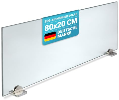Spritzschutz Herd - 80 cm ESG Sicherheitsglas - ohne Bohren - Kochinsel