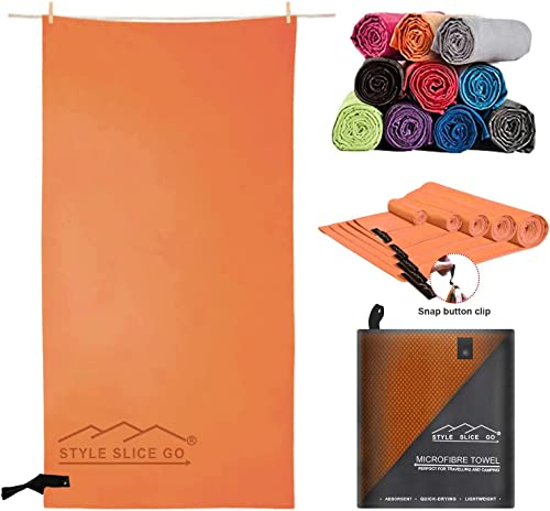 Style Slice Microfibre Towel - Quick Dry Lightweight Absorbent Travel Towel for Sports Beach Gym Swimming Camping Hiking Drying Large XL XXL 200 by 100cm (Orange, XXL 200cm x 100cm)