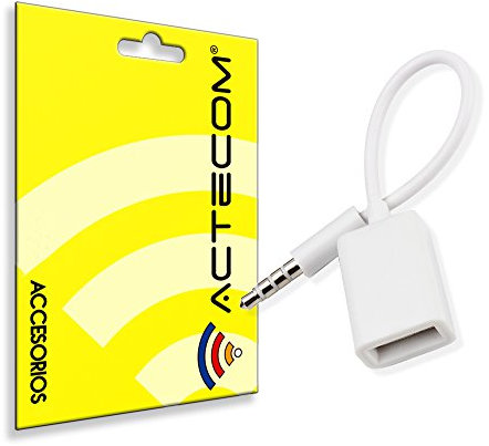 actecom Cable Audio De Jack A USB Hembra CONEXION AUX Salida Auxiliar Radio Coche MP3 Reproductor Adaptador para pendrive