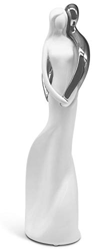 FeinKnick Harmonisches Paar in Silber - Moderne Skulptur 28 cm hoch - stilvolles Symbol für Liebe und Zuneigung - Deko gut als Geschenk-Idee geeignet