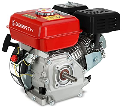 EBERTH 5,5 PS 4,1 kW Benzinmotor Standmotor Kartmotor Antriebsmotor mit 20 mm Ø Welle, Ölmangelsicherung, 4-Takt, 1 Zylinder Benzin Motor, 163 ccm Hubraum, luftgekühlt, Seilzugstart