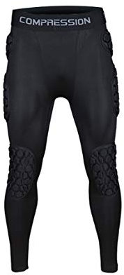 Jellybro Mens Padded Compression Pants Football Girdles Athletic Leggings for Soccer Basketball Paintball Hockey Black