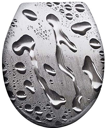 UISEBRT WC Sitz mit Absenkautomatik - WC Klodeckel Toilettensitz mit langsamer Absenkung - Verschiedene Muster zur Auswahl (Wassertropfen)