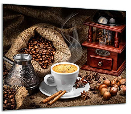 TMK ArtDeko Herdabdeckplatte 1 Teilig 52L x 60B cm - Spritzschutz Herdabdeckung – Herdschutz aus Sicherheitsglas – Robust, Hygienisch & Rutschfest– Schutz für Induktion, Ceran, Gas & Elektro