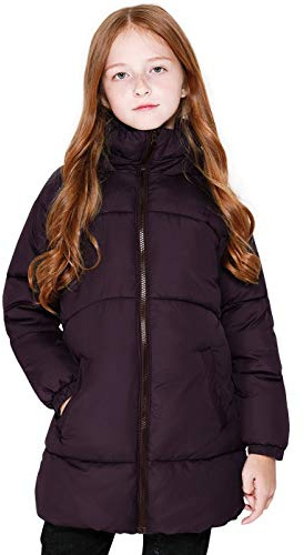 SOLOCOTE Niñas Invierno Abrigos Niños Pesado Mediana Longitud Chaquetas Caliente Puffly Down-like Algodón Guata Ropa de abrigo para niños morado 7-8 años
