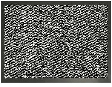 KAV Non-Slip Washable Door Mat Dirt Trapper - Durable Indoor and Outdoor Doormats - Absorbent Entryway Mat for Home, Kitchen & Bathroom Mat, Front Door Decor - 40cm x 60cm - Grey/Black