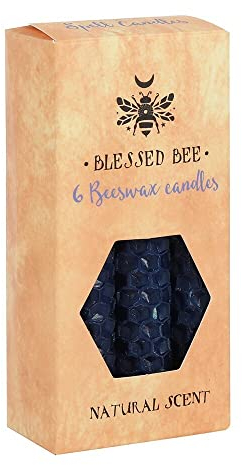 Majestic Blue Beeswax Spell Candles - 11cm x 5.5cm (Pack of 6) - Long-lasting & Vibrant Decor, Magical Ambience – Perfect for Home & Office