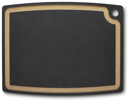Victorinox Schneidebrett, Gourmet Serie, Cutting Board XL 49.5 x, 38.1 x, 0.9, Saftrille, Klingenschonend, Spülmaschinengeeignet, Schwarz | Großes Hackbrett für Fleisch & Gemüse, klingenschonend, spülmaschinengeeignet, zweifarbiges Design