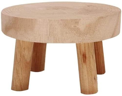 LNJ Holz Pflanzenhocker, Blumenhocker Natur Aus Echt Holz, Kleiner Deko Hocker Massiv Für Indoor Outdoor, 14*9cm, 20*9cm (Natural, Brown, S)