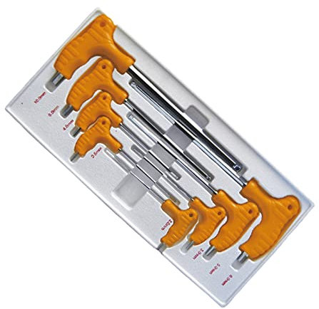WEDO Juego de llaves hexagonales con mango en T, 8 piezas, kit de llaves hexagonales, acero al cromo vanadio, juego de llaves Allen, 1400 g