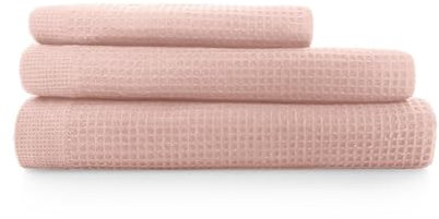 Corredocasa Coppia Asciugamano e Ospite/Telo 100% cotone Nido D'ape Disponibile in Diverse Varianti di Colore Tinta Unita (Asciugamano 60x110 cm ed Ospite 40x60 cm, Rosa Cipria)