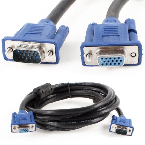 Ruilogod 3 metros PC PC DE PC 15PIN VGA VAPE A HEMBRESA M/F Adaptador de cable negro