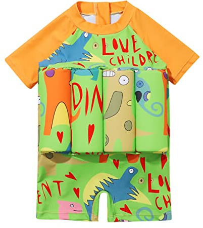 OBEEII Enfants Bébé Combinaison Flottante Maillot de Bain Une Pièce avec Flotteurs Ajustables Été Costume pour Natation Débutant Garçons Filles M60 2-3 Years