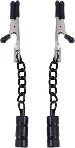ROLOL 1 Paar PU Leder Nippelklemmen mit Pompom Metall Nippel Piercings Brustwarzenpiercing Brustklemmen Nippel Körper Schmuck für Frauen Damen Paar -Klemmen