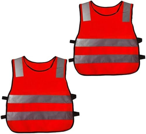 Gilet di sicurezza, giubbotto di sicurezza riflettente, confezione da 2 bambini, alta visibilità, alta visibilità, riflettente, bambini, bambini, abbigliamento da lavoro, gilet, giacca, 4 fasce elasti