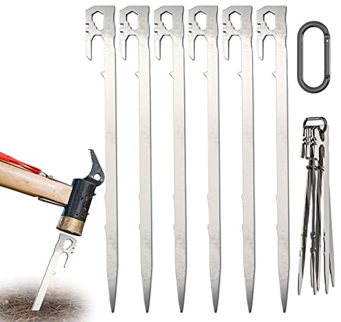 Zceplem Picchetti per Tende da Campeggio, 6 Pezzi di Picchetti per Terra in Acciaio Inox, Chiodi di Fissaggio per Tettoie da Giardino per Sostenere Tende da Campeggio, Tettoie, Teloni, Tende da Sole