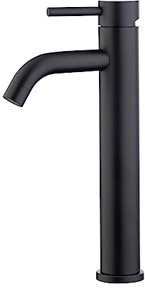 Ibergrif Rubinetto per Bagno Nero Opaco, Rubinetto per Lavabo Alto con Altezza del Beccuccio 205 mm per Lavabo da Appoggio, Miscelatore per Lavabo con Acqua Calda e Fredda, Miscelatore Monocomando