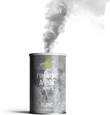 SPARKLERS CLUB Fumigène en Pot 1 MINUTE couleur Blanc - Allumage à mèche, durée 60 secondes, fumigene couleur à poser au Sol - fumigene pot au sol - Catégorie F1 - LIVRAISON 24/48H