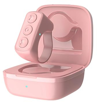 Bluetooth Remote Control for App Page Turner, Finger Scrolling Ring Clicker Tablet Cell Phone Camera Shutter Selfie Remote with Chargeing Case (Pink)