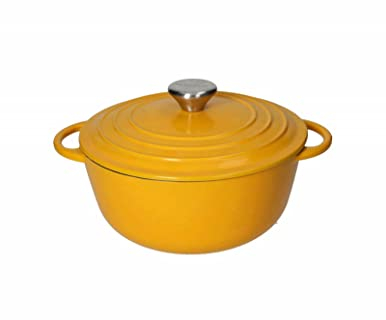 Brandani 52573 CASSERUOLA COCOTTE GIALLA GHISA SMALTATA CAPACITA 3 LT, cm d 22x28x16h, Rivestimento in smalto porcellanato per una lunga durata