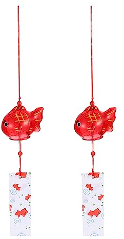 SEWACC Japanische Windglocken 2Er Set Glas Windspiel Goldfisch Deko Für Garten Balkon Und Innenbereich Japanisches Design