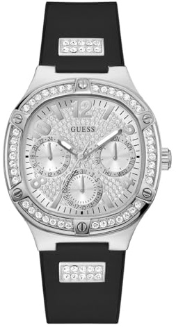 Guess Analoge Damenuhr Quarz mit Edelstahlarmband GW0619L1, Schwarz, 40MM, Riemen