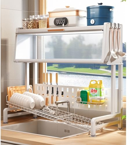 VdUck Scolapiatti - 3-Tier Regolabile Sopra Il Lavello Asciugatura Scaffale Sopra Il Contatore Per Countertop Storage Utensil Holder Home Kitchen Space Saver Organizer