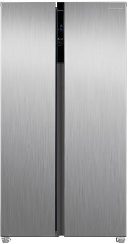 Russell Hobbs Freestanding American Fridge Freezer 442 Litre 70/30 Stainless Steel Super Freeze Function 177cm Tall & 90cm Wide with 5 Glass Shelves, 2 Year Guarantee, RH90AFF201SS