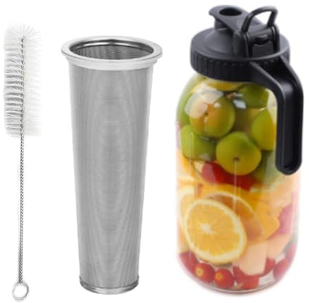 Hundnsney Cold Brew Coffee Maker 64Oz Cold Brew Jarra con Filtro Super de Acero Inoxidable para Helado Brew Coffee Cold Brew Jar Iced Jar Filter, Ice Tea-A