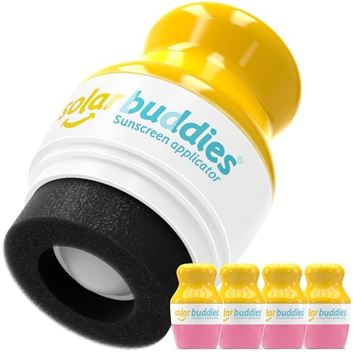 Solar Buddies Sonnencreme-Applikator - Pink, 4er-Pack - Nachfüllbarer Roll-on Schwammapplikator für Sonnencreme, Sonnenmilch & Lotion für Kinder, Erwachsene & Familien - Fasst 100ml