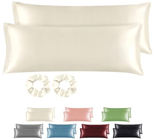 BEDELITE Satin Kissenbezug 2er Set 40x145 Beige