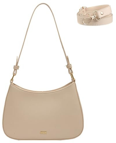 FEICHANGHAO Damen Klein Umhängetasche PU Leather Crossbody Bag Vintage Underarm Bag Mini-Clutch y2k Fashion Shoulder Bag (Beige)