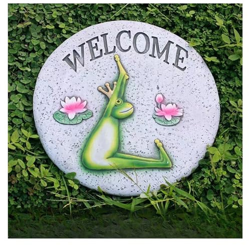 Round Garden Stepping Stones de resina piedra de paso decorpara jardín, 10 pulgadas para pavide de piedra de rodadura del paseo del jardín para emular yaral aire libre césped piedras de decoración(Sty