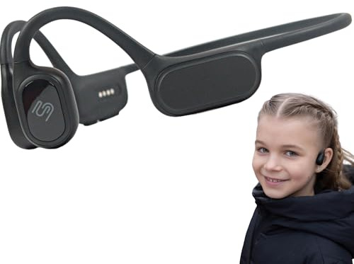 FlowMotion Versa Kids Open-Ear Black Headphones for Kids, Bone Conduction Headphones, Internal Storage 32G MP3 Player, Wireless, Bluetooth, Waterproof