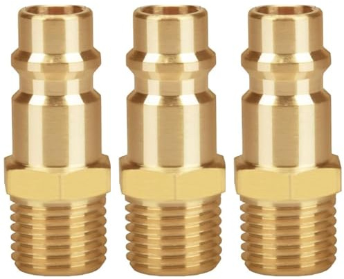 3Pcs Druckluftanschluss Druckluftkupplung Euro mit Außengewinde 1/4 Messing AG 1/4 Zoll Kupplungsstecker Kupplungsdose Schlauchstecker Ventilsteckdose Gewindestecker