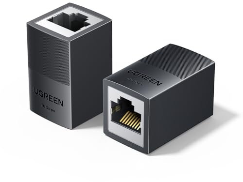UGREEN Adattatore RJ45 10Gbps Connettore di Estensione Lan Accoppiatore Compatibile POE con Funzione di Protezione per Prolungare di Cavi Gigabit Ethernet Cat7/ Cat6/ Cat5e (Nero, 2 Pezzi)