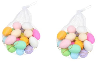 PRETYZOOM 80pcs Easter Eggs Toys for Boy Girl Fake Artificial Hangable Painted Eggs Craft Supplies Graffiti Toy Rope