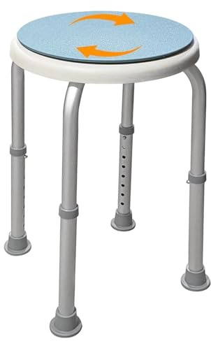 Joey&Viggy Elderly Essentials Shower Stool | Swivel Chair 360 Degree Rotating Bath Seat | Adjustable Non Slip Rust Free Aluminium Shower Chair for Disability aids | 130 Kg Capacity toilet stool