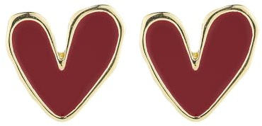 IMINI Dainty Red Heart Stud Earrings for Women & Girls, Gold Plated Hypoallergenic Enamel Love Design, Tiny Everyday Wear Y2K Fashion Jewellery Gift