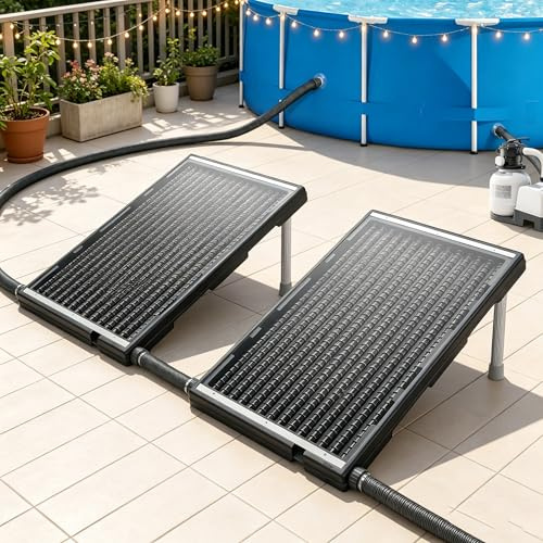 YRHome Solar Poolheizung 15L Sonnenkollektor mit Stativ und Schlauch Poolheizung Solarpanel Solarheizung Solaranlage für Pools Warmwasser Gartendusche Pool Heizungen Gerades Modell(2 Stück)