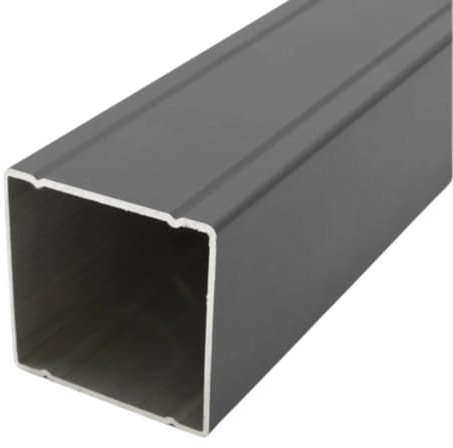 HORI Rahmen Pfosten WPC Sichtschutz Aluminium Stecksystem Zaun Garten Gartenzaun Lamellenzaun Windschutz Zaunelemente - Grau - Pfosten 95 cm, zum Aufschrauben