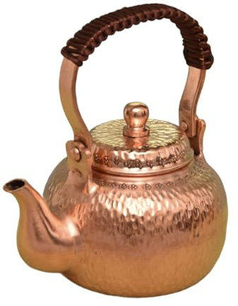 Tetera de cobre brillante y retro hecha a mano para estufa, tetera turca pura para estufa (retro, 400 ml)