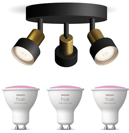 Philips Hue Conduit Aufbaustrahler (Schwarz/Gold) - 3-Flammig - Weiß/Farbe | Deckenstrahler - GU10 - Hue White and Color Ambiance